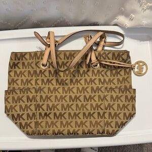 Michael Kors Tan and Brown Logo Tote